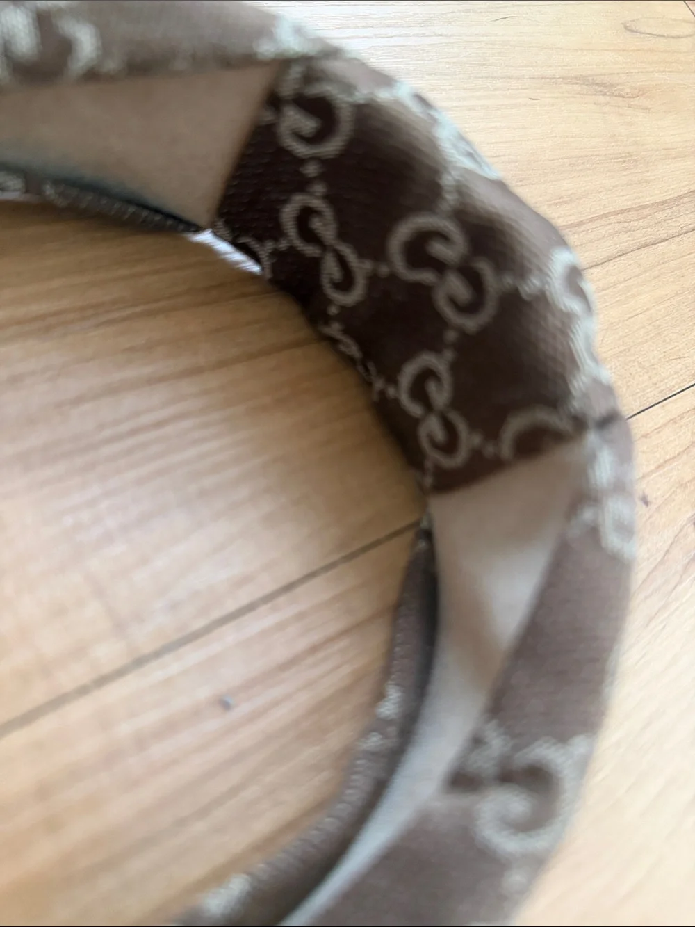 GG Wide Turban Twist Top Brown Canvas Monogram Headband